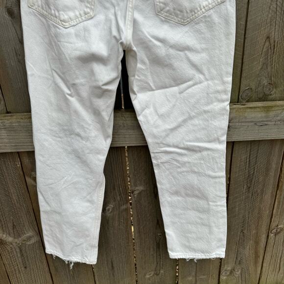 Agolde Jeans Riley Straight Cropped Jeans Distressed Button Fly White Size 27 - Picture 6 of 12